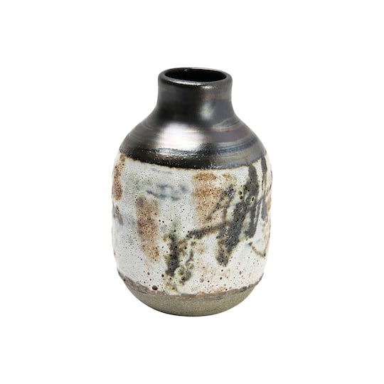 Hello Honey® 6" Neutral Hand Painted Stoneware Vase